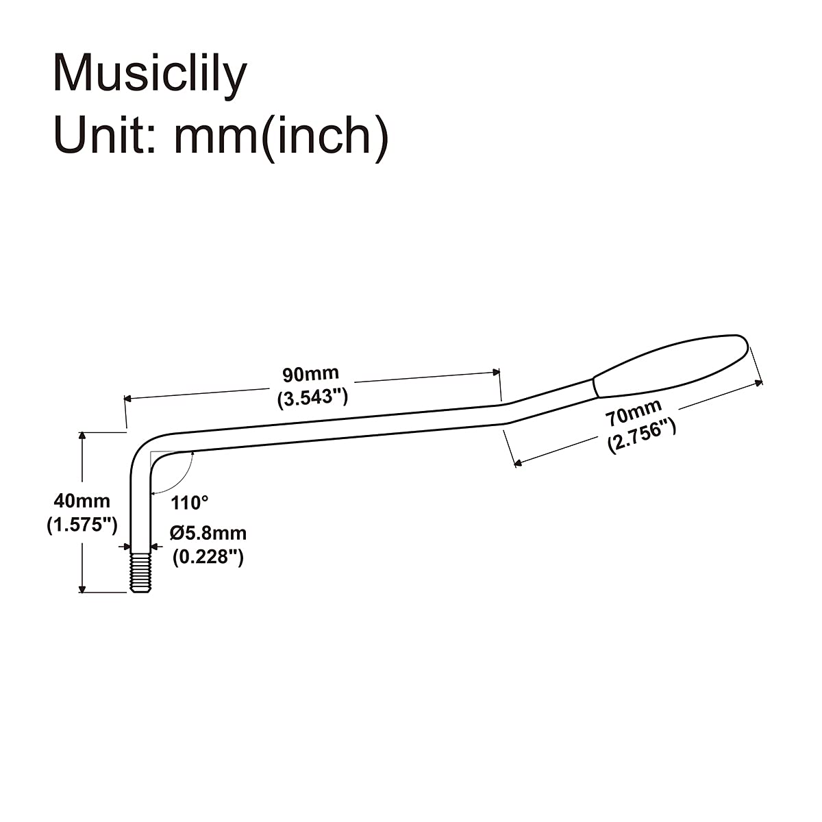 Musiclily Pro 5.8mm Thread-in Steel Tremolo Arm Whammy Bar Vibrato Arm for Squier Strat Style Electric Guitar, Gold with Black T
